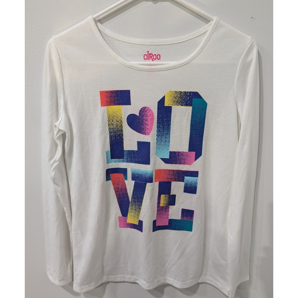 Circo Kids White Long Sleeve LOVE Heart‎ Graphic T Shirt Sleepwear XL